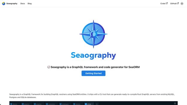 Seaography - 🧭 A GraphQL framework and code generator for SeaORM